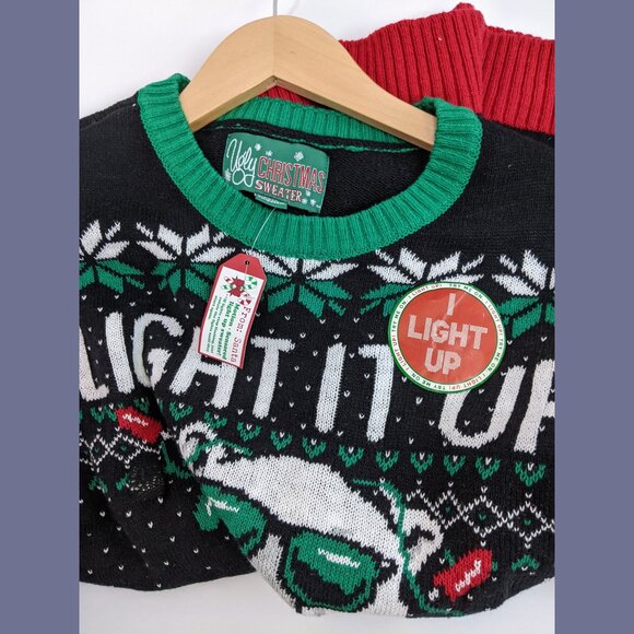 Ugly Christmas Sweater Unisex XL Polo Bear “Light It Up” Holiday Knit Tight Knit - Picture 6 of 7